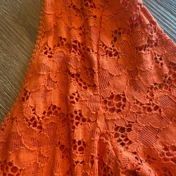 Free People Crochet 3/4 Sleeve Coral Dress - Picture 5 of 6